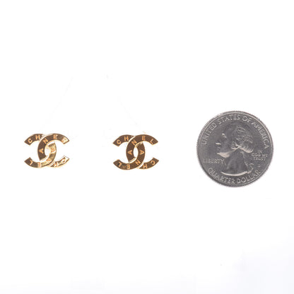Chanel Metal CC Paris Button Stud Earrings Gold 2 of 4