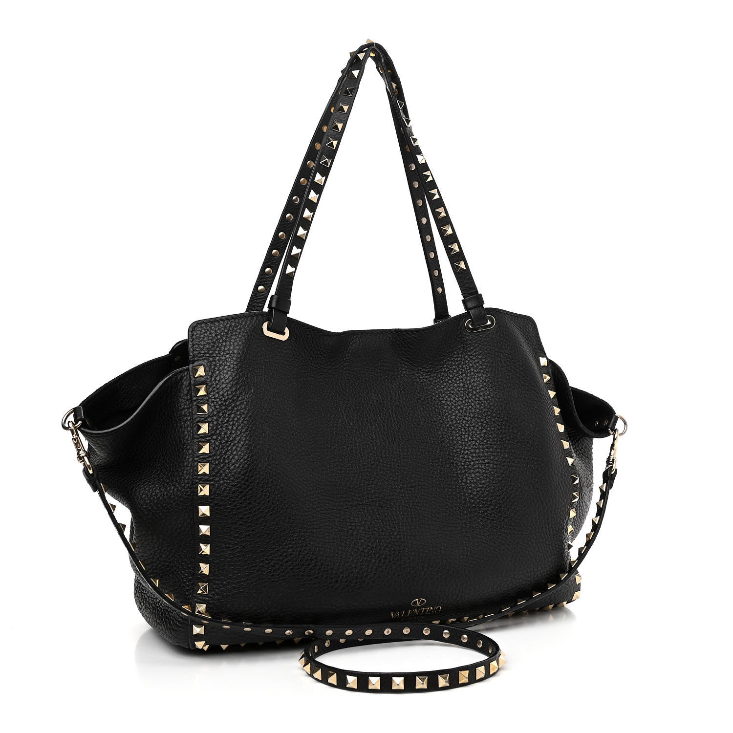 Valentino Garavani Pebbled Calfskin Medium Rockstud Tote Black 3 of 13