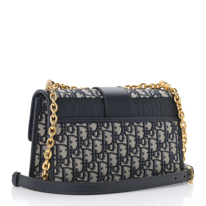 Christian Dior Oblique 30 Montaigne Chain Flap Bag Blue 3 of 12