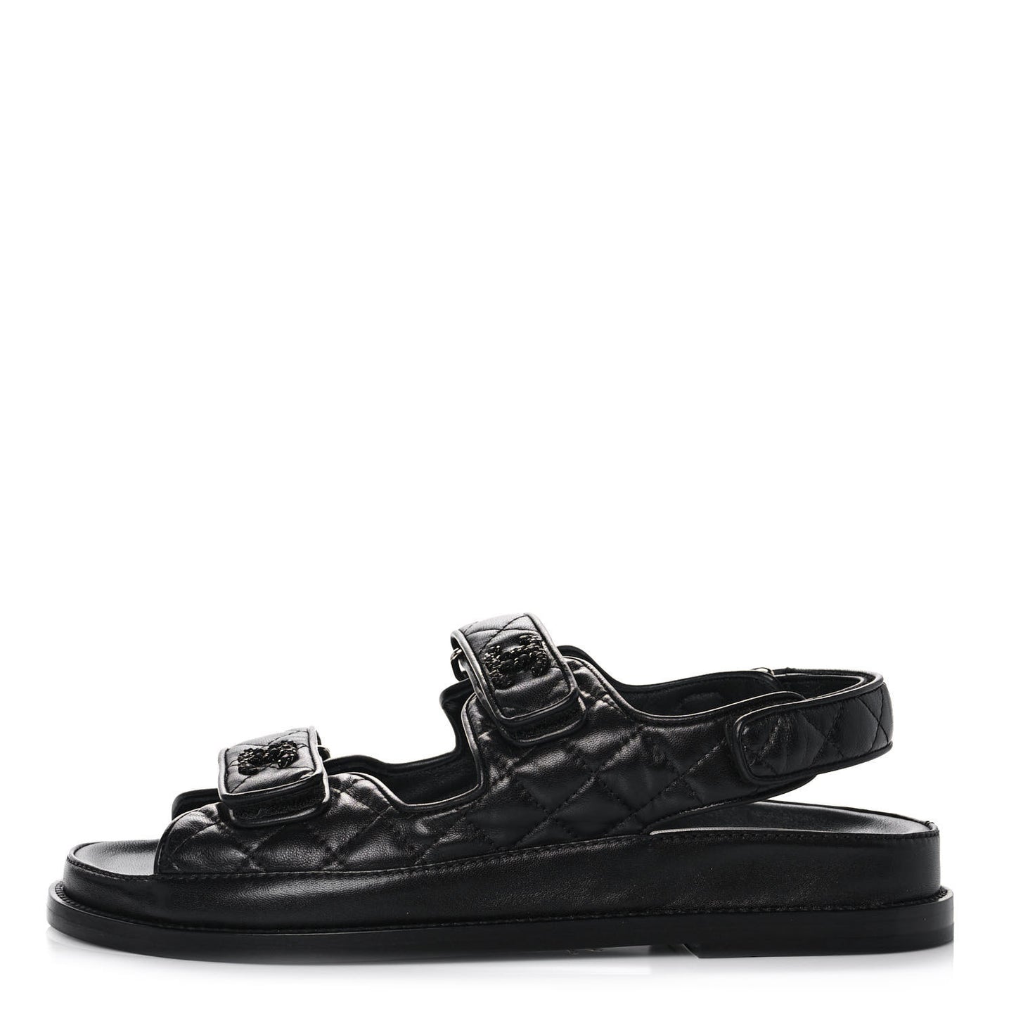 Lambskin Velcro Dad Sandals 38.5 Black