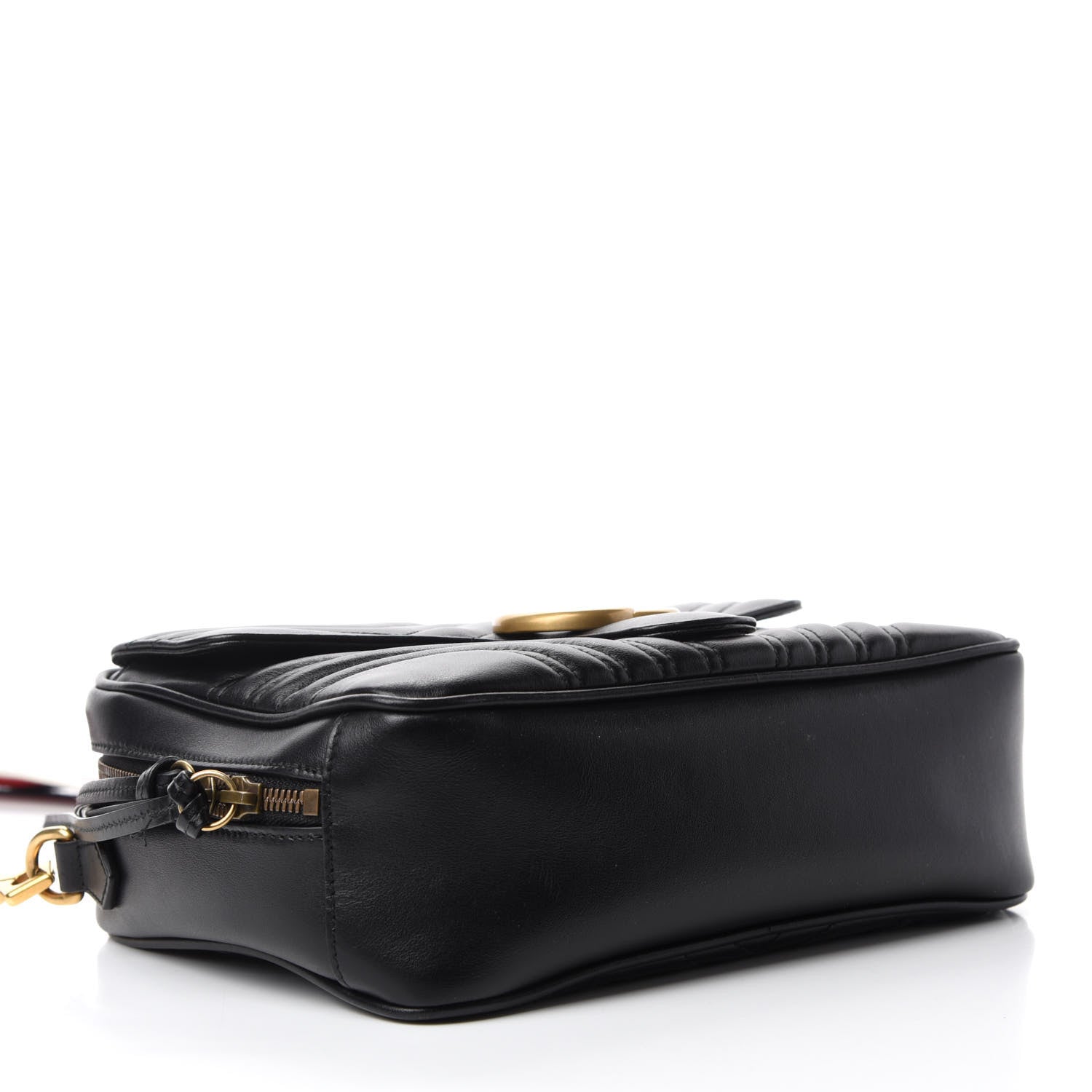 Gucci Calfskin Matelasse Sylvie Web Small GG Marmont Top Handle Shoulder Bag Black 4 of 11