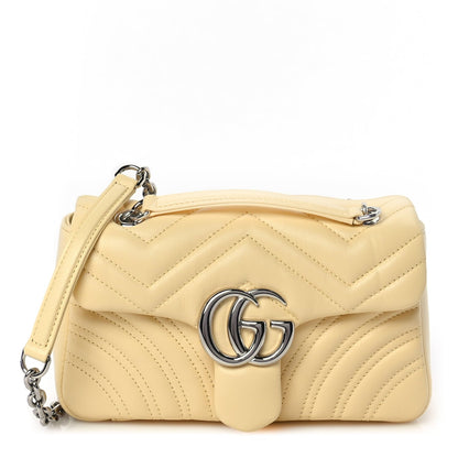 Gucci Lambskin Matelasse Small GG Marmont Shoulder Bag  Yellow 1 of 8