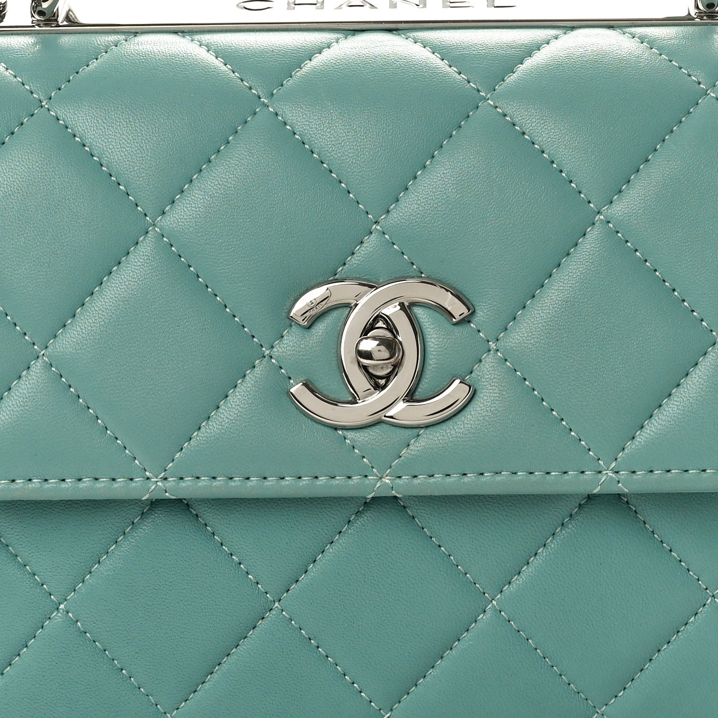 Lambskin Quilted Small Trendy CC Flap Dual Handle Bag Light Blue