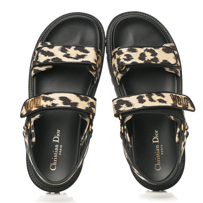 Christian Dior Technical Fabric Mizza Print DiorAct Sandals 41 Beige Multicolor 6 of 14