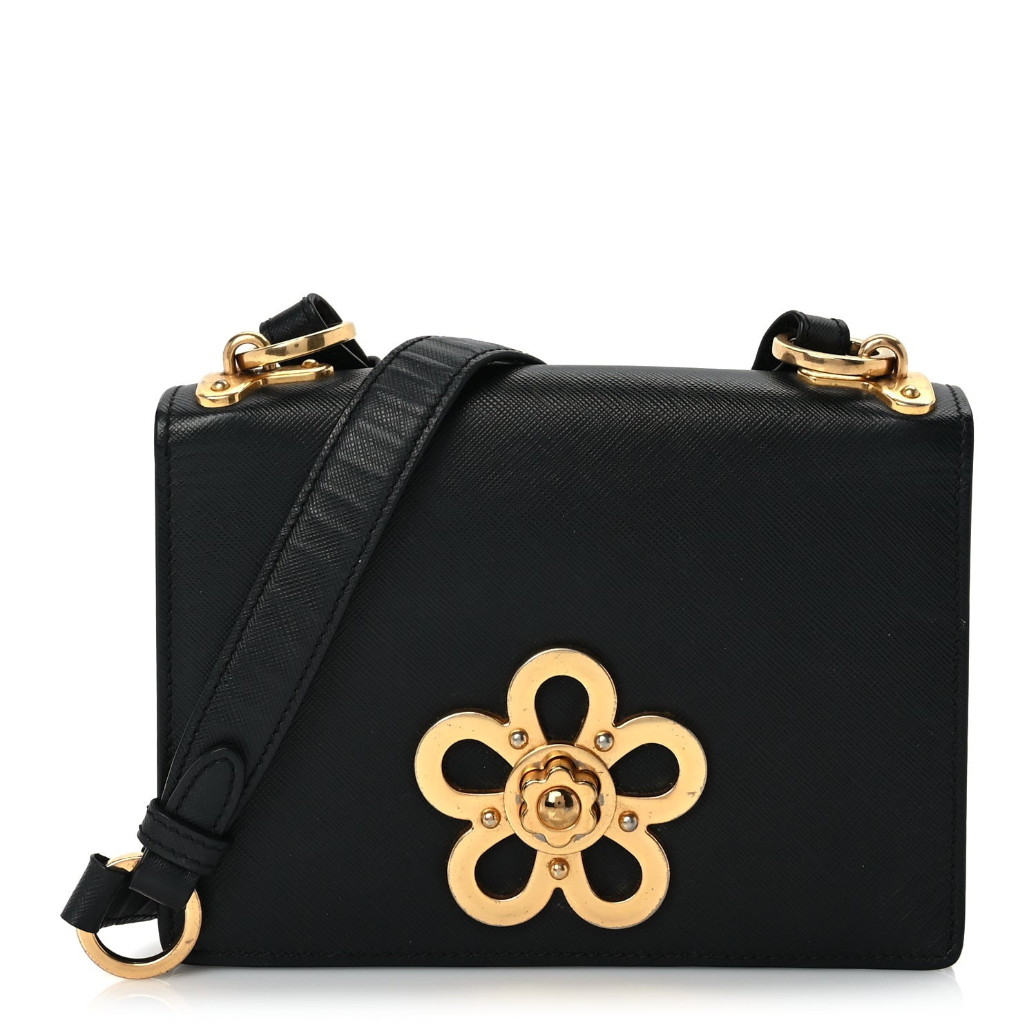 Prada Saffiano Corolle Crossbody Bag Black 1 of 8