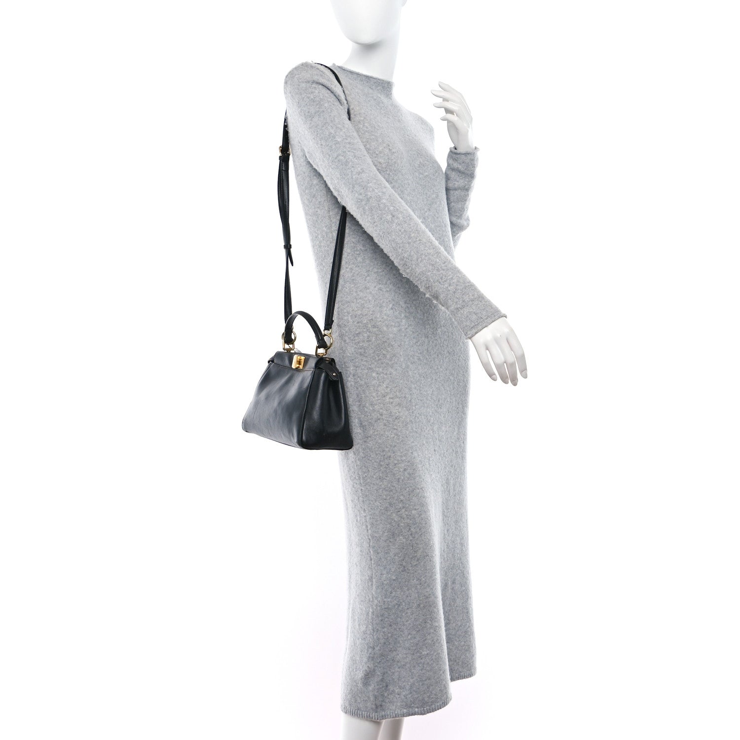 Fendi Nappa Mini Peekaboo Iconic Satchel Black 2 of 12