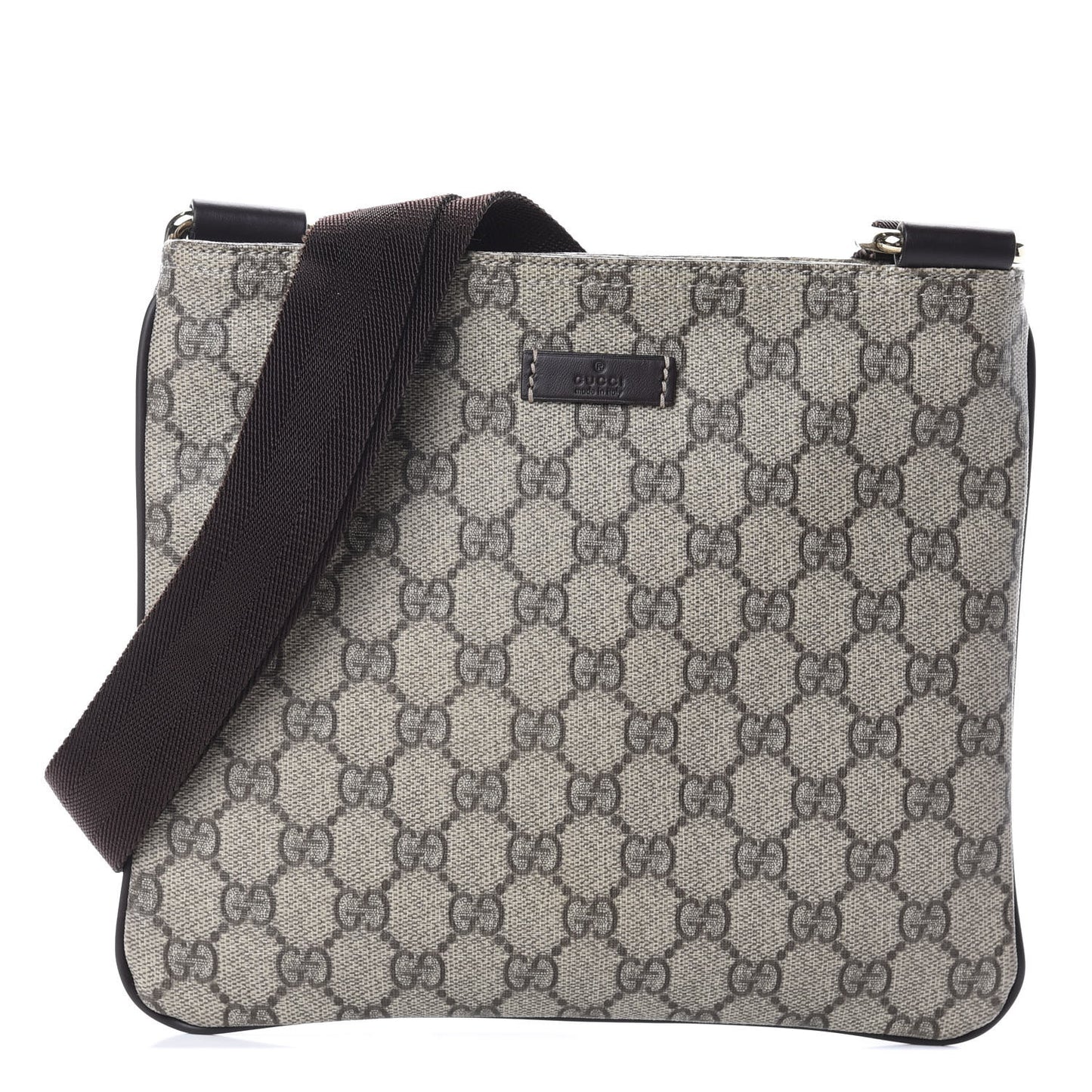 GG Supreme Monogram Small Flat Messenger Bag Dark Brown
