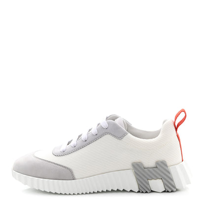 Hermes Technical Canvas Suede Goatskin Bouncing Sneakers 37 White Multicolor 1 of 9