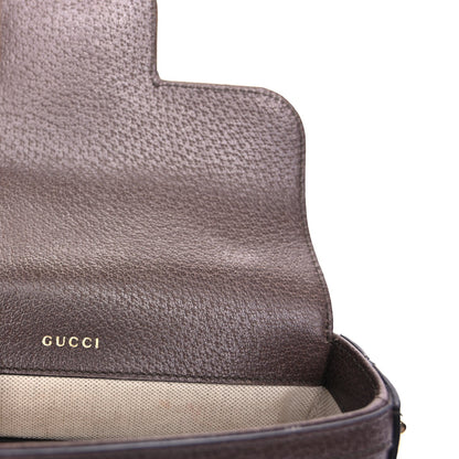 Gucci Monogram Jumbo GG Textured Dollar Calfskin Web Mini Horsebit 1955 Shoulder Bag Camel Ebony New Acero 6 of 9