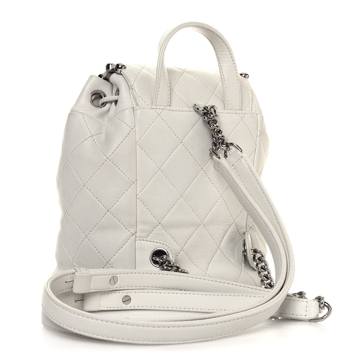 Chanel Lambskin Quilted Metallic Bubble Backpack White 2 of 14