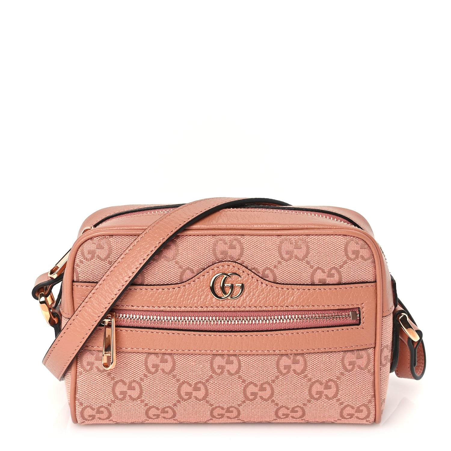 Gucci Monogram Textured Dollar Calfskin Mini Ophidia Shoulder Bag Cloche Rose Pink 1 of 8
