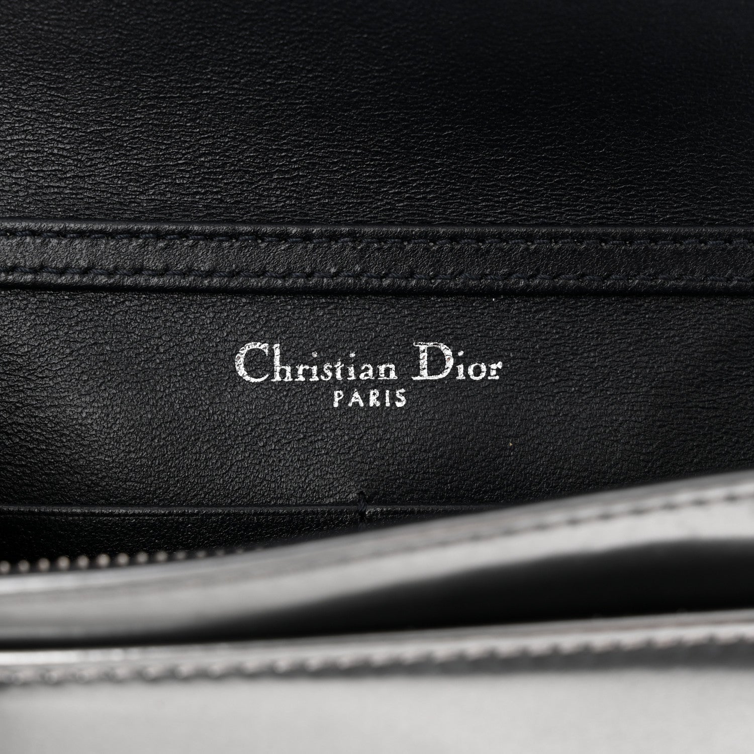 Christian Dior Metallic Patent Micro-Cannage Diorama Wallet on Chain Pouch Silver 6 of 12
