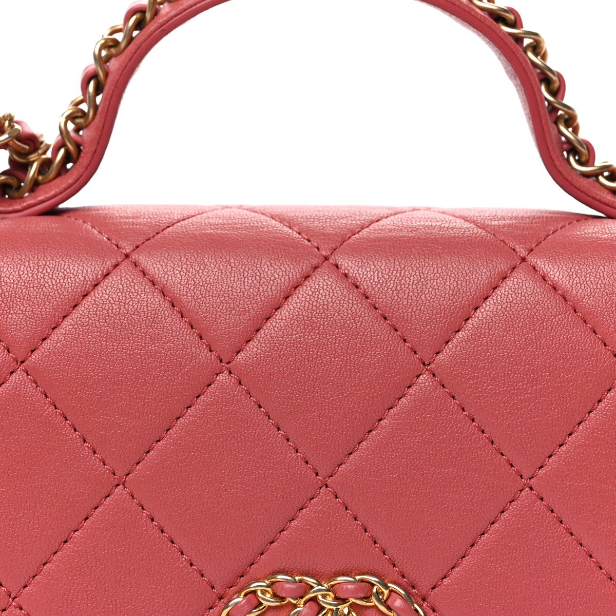 Chanel Lambskin Quilted Small Chain Infinity Top Handle Flap Pink 6 of 8