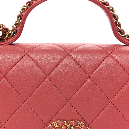 Chanel Lambskin Quilted Small Chain Infinity Top Handle Flap Pink 6 of 8