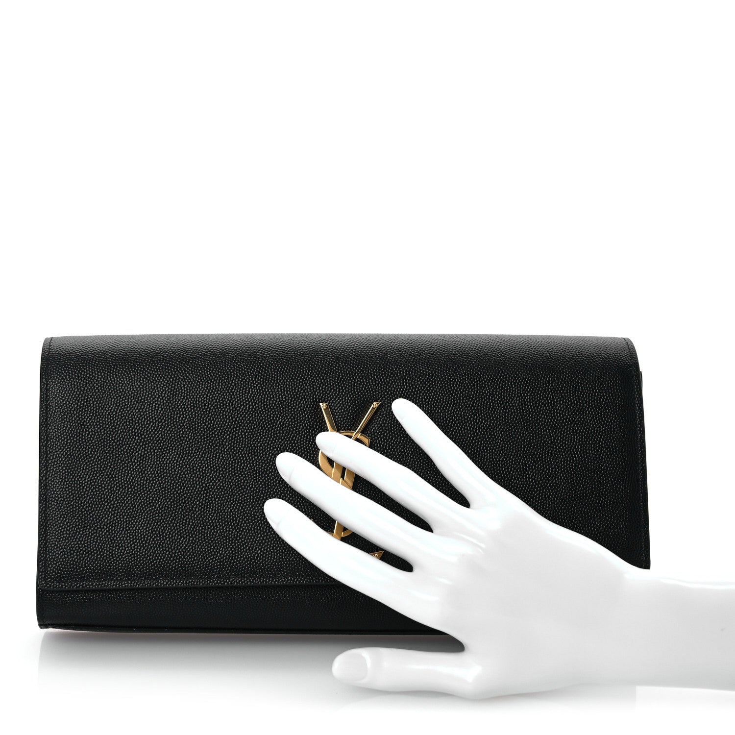 Saint Laurent Grain De Poudre Monogram Cassandre Clutch Black 2 of 7