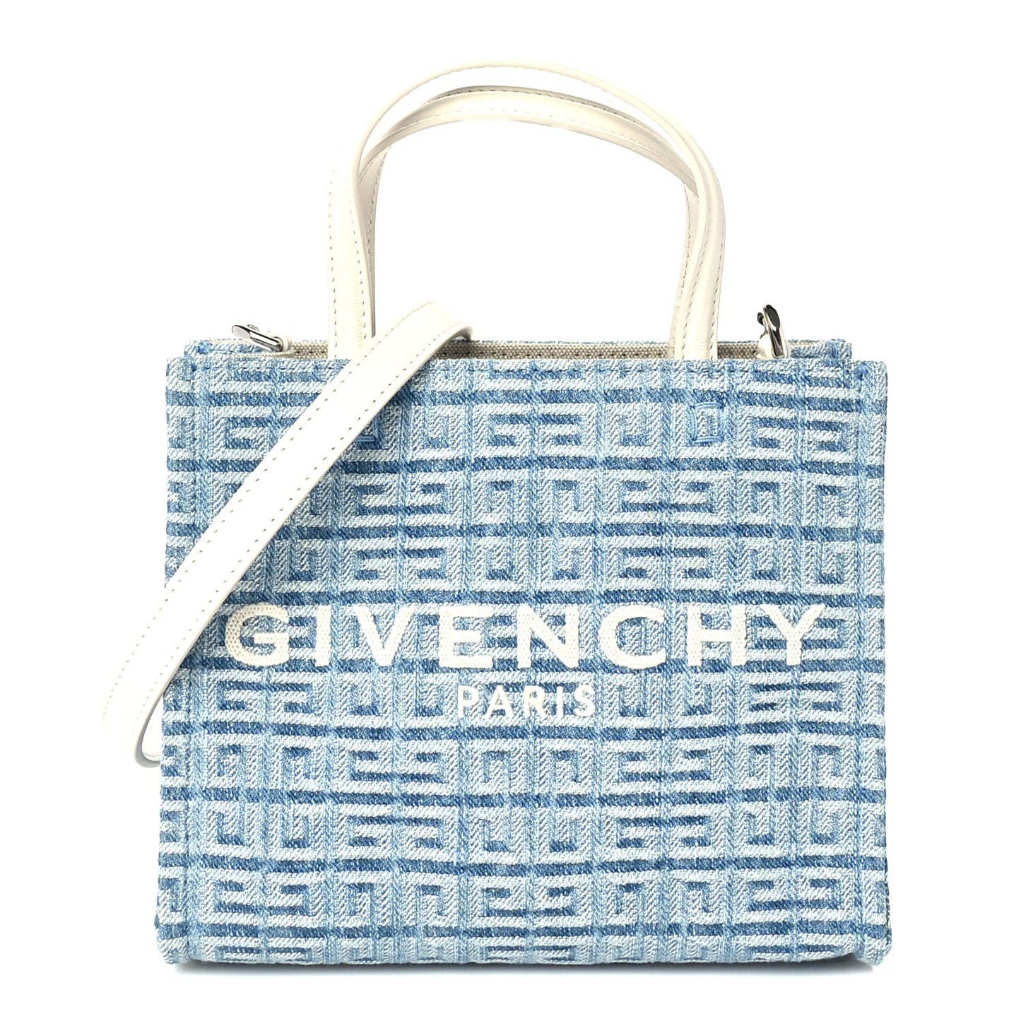 Washed Denim Mini G Shopping Tote  Blue