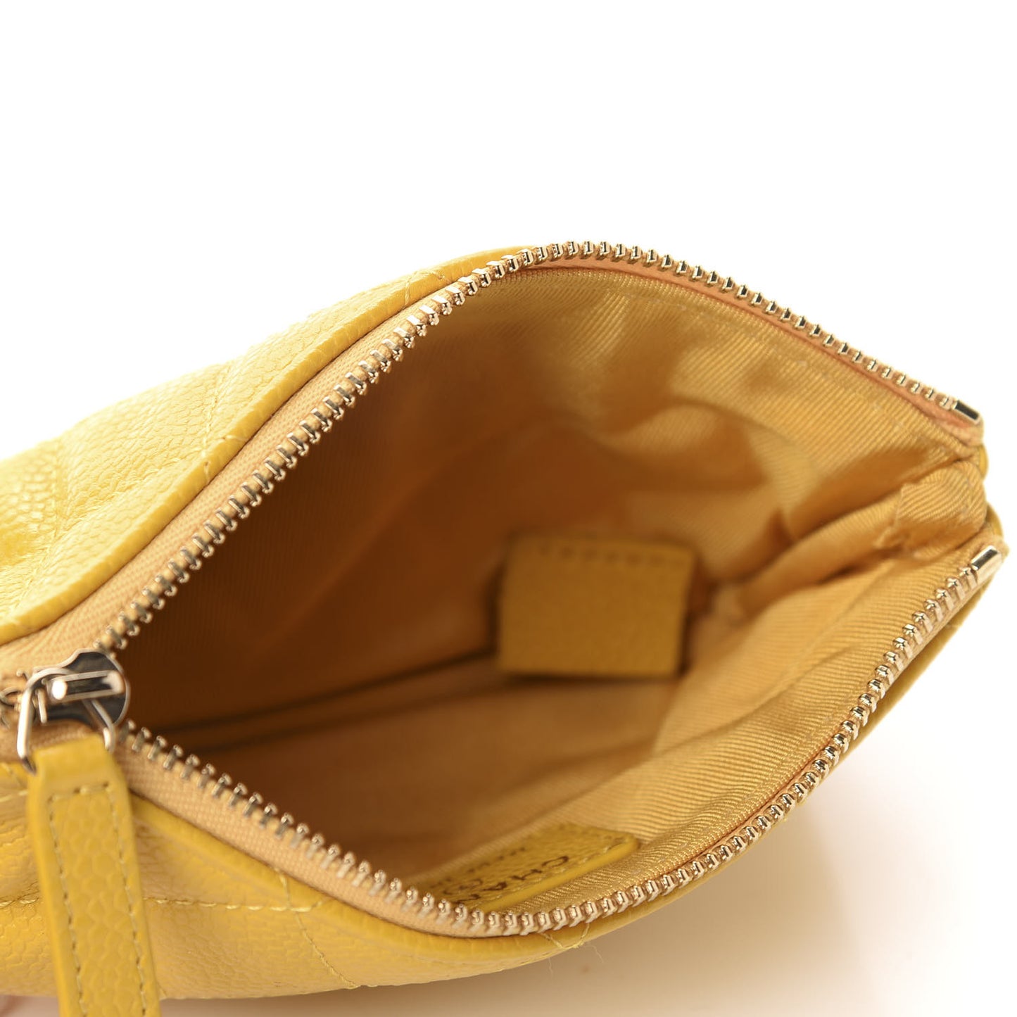 Caviar Quilted Small Cosmetic Case Yellow