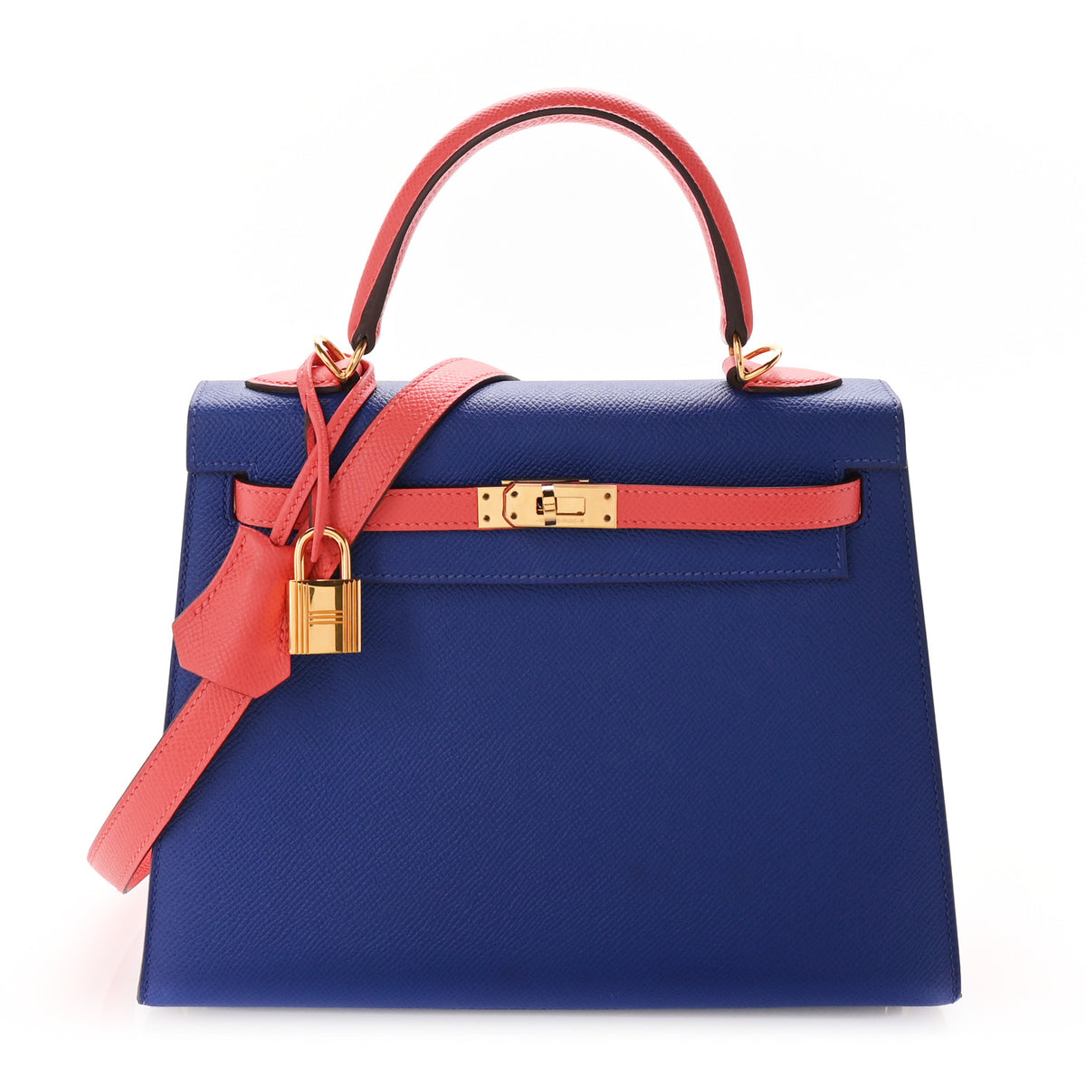 Epsom Bi-Color Horseshoe Kelly Sellier 25 Bleu Electrique Rose Jaipur