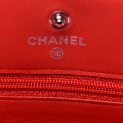 Chanel Perforated Lambskin Quilted Wallet On Chain WOC Red 13 of 23