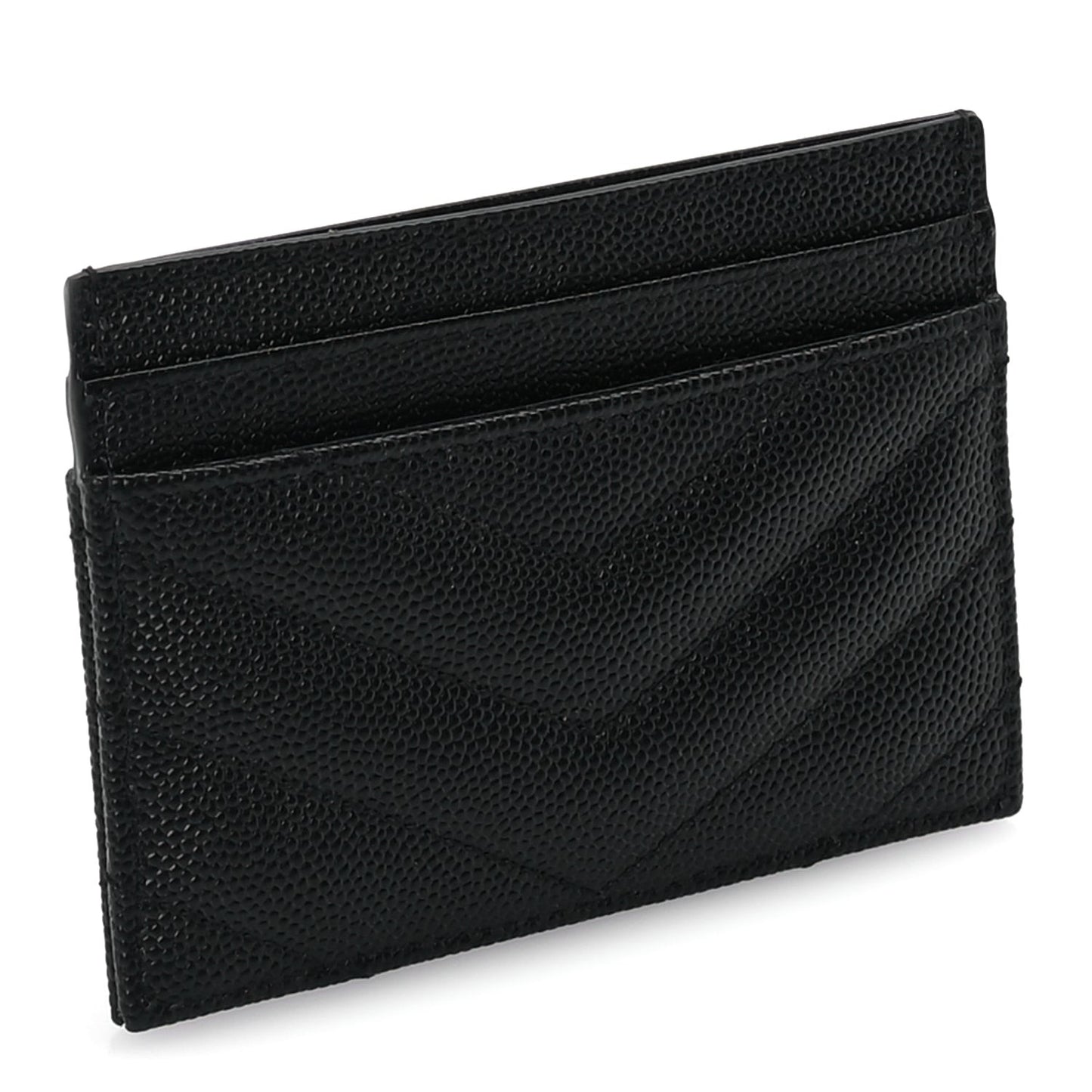 Grain De Poudre Matelasse Chevron Monogram Credit Card Case Black