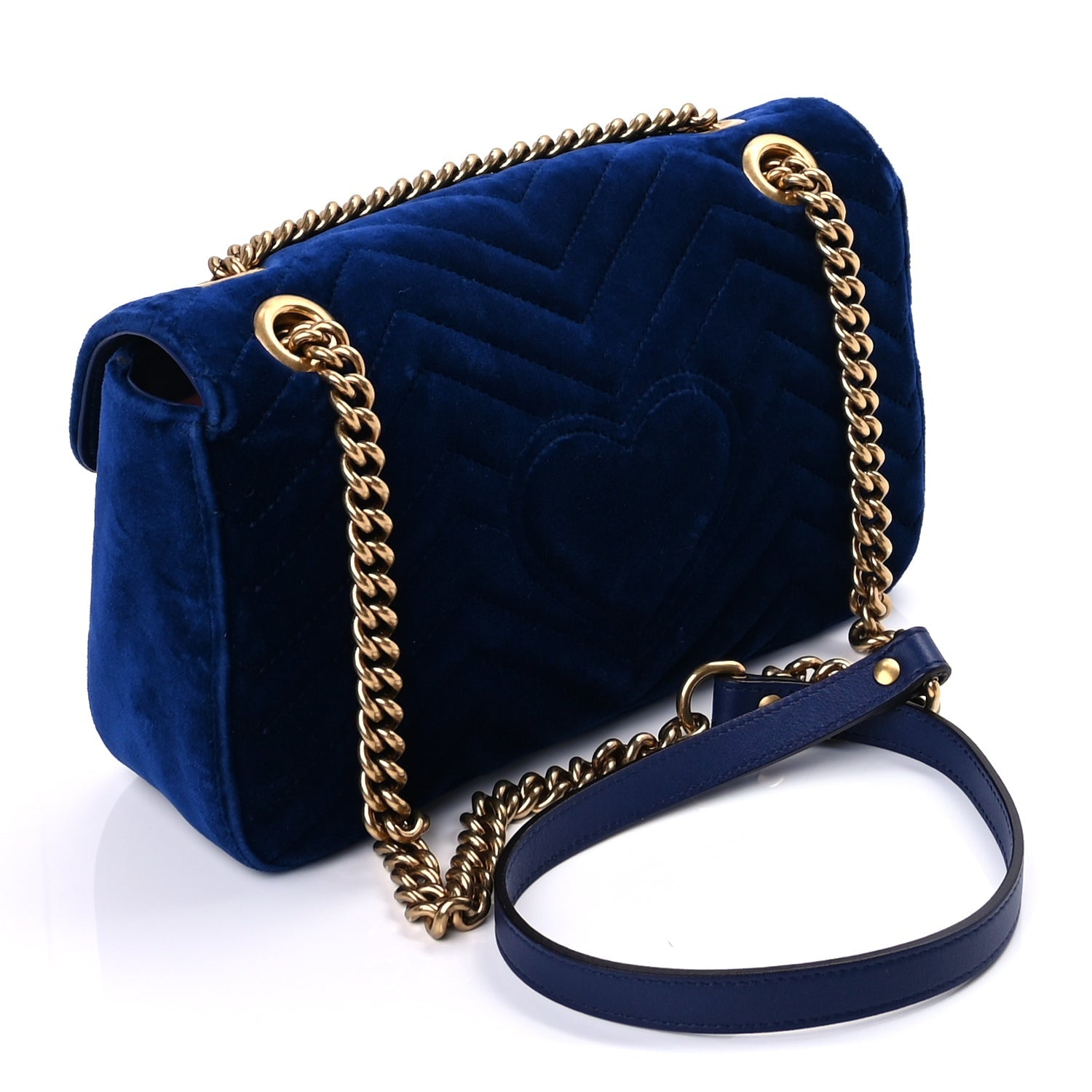 Gucci Velvet Matelasse Medium GG Marmont Shoulder Bag Cobalt Blue 2 of 7