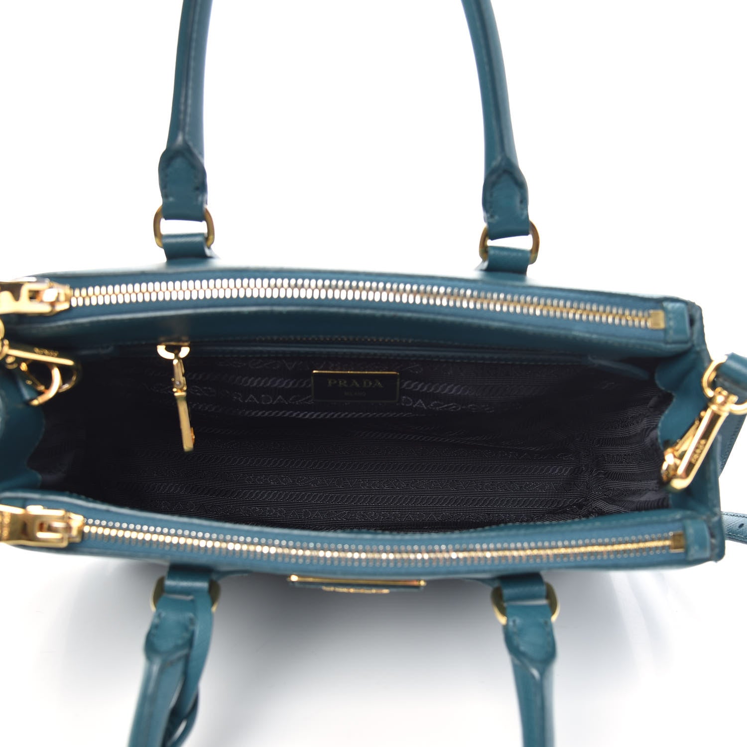 Prada Saffiano Lux Mini Galleria Double Zip Tote Ottanio 5 of 10