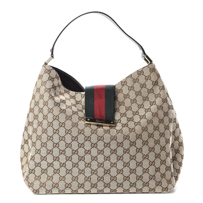 Gucci Monogram Large New Ladies Web Hobo Dark Brown 1 of 10