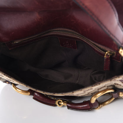 Gucci Monogram Horsebit Chain Studded Flap Burgundy 5 of 9