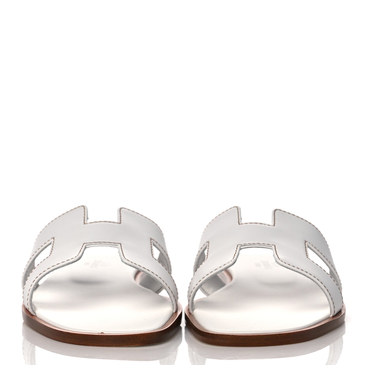 Hermes Box Calfskin Oran Sandals 35.5 White 2 of 9