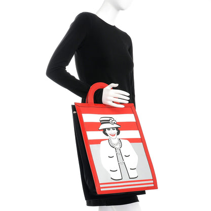 Chanel Patent Printed Shopping Tote Red 2 of 7