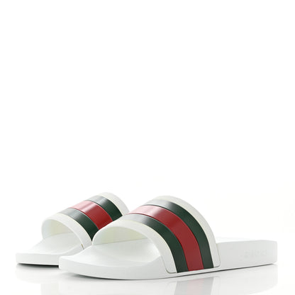 Gucci Rubber Web Mens Pool Slide Sandals 8 Great White 3 of 8