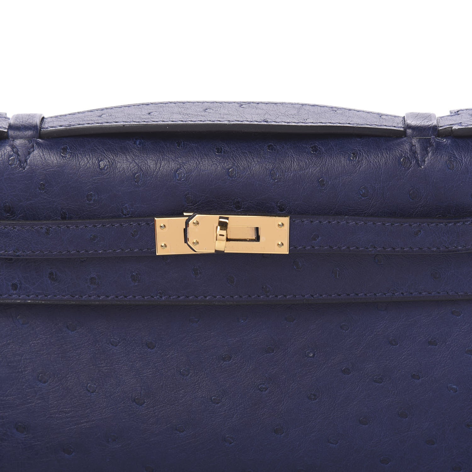 Hermes Ostrich Kelly Pochette Clutch Bleu Iris 16 of 30
