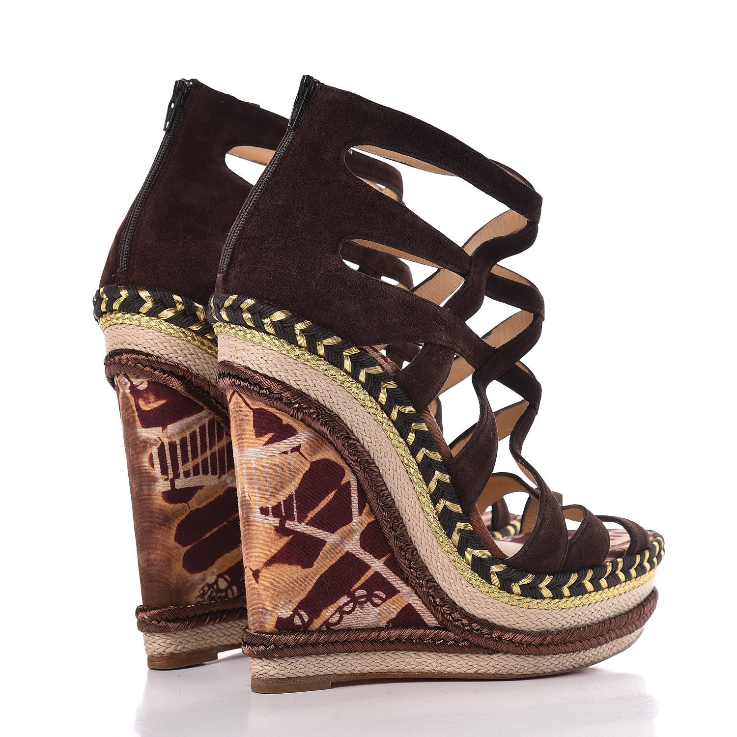 Christian Louboutin Suede Tosca 140 Platform Wedge Sandals 38 Chocolate 4 of 16