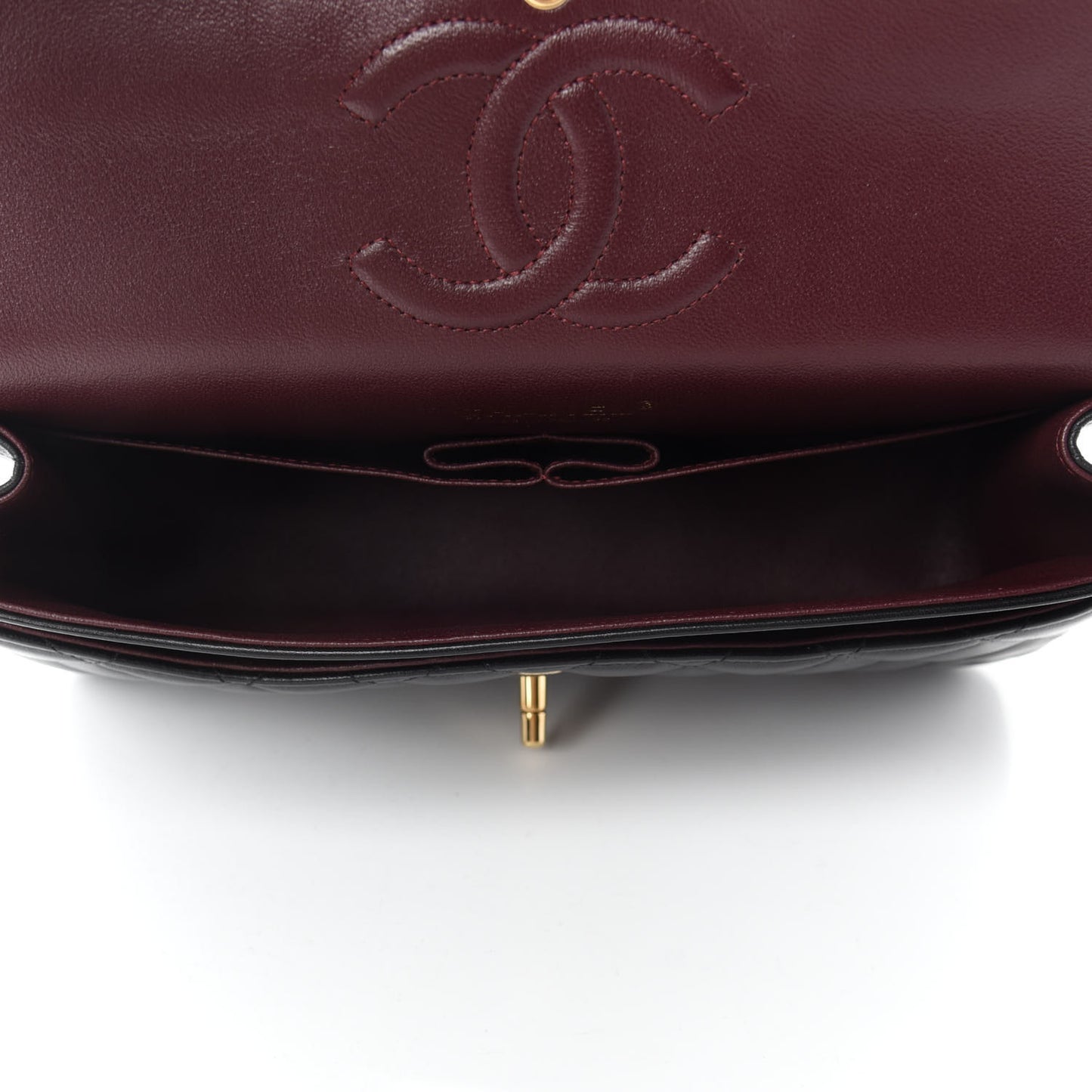 Lambskin Quilted Medium Double Flap Black