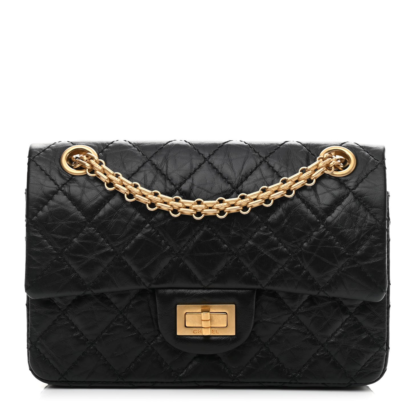 Aged Calfskin Quilted 2.55 Reissue Mini Flap Black