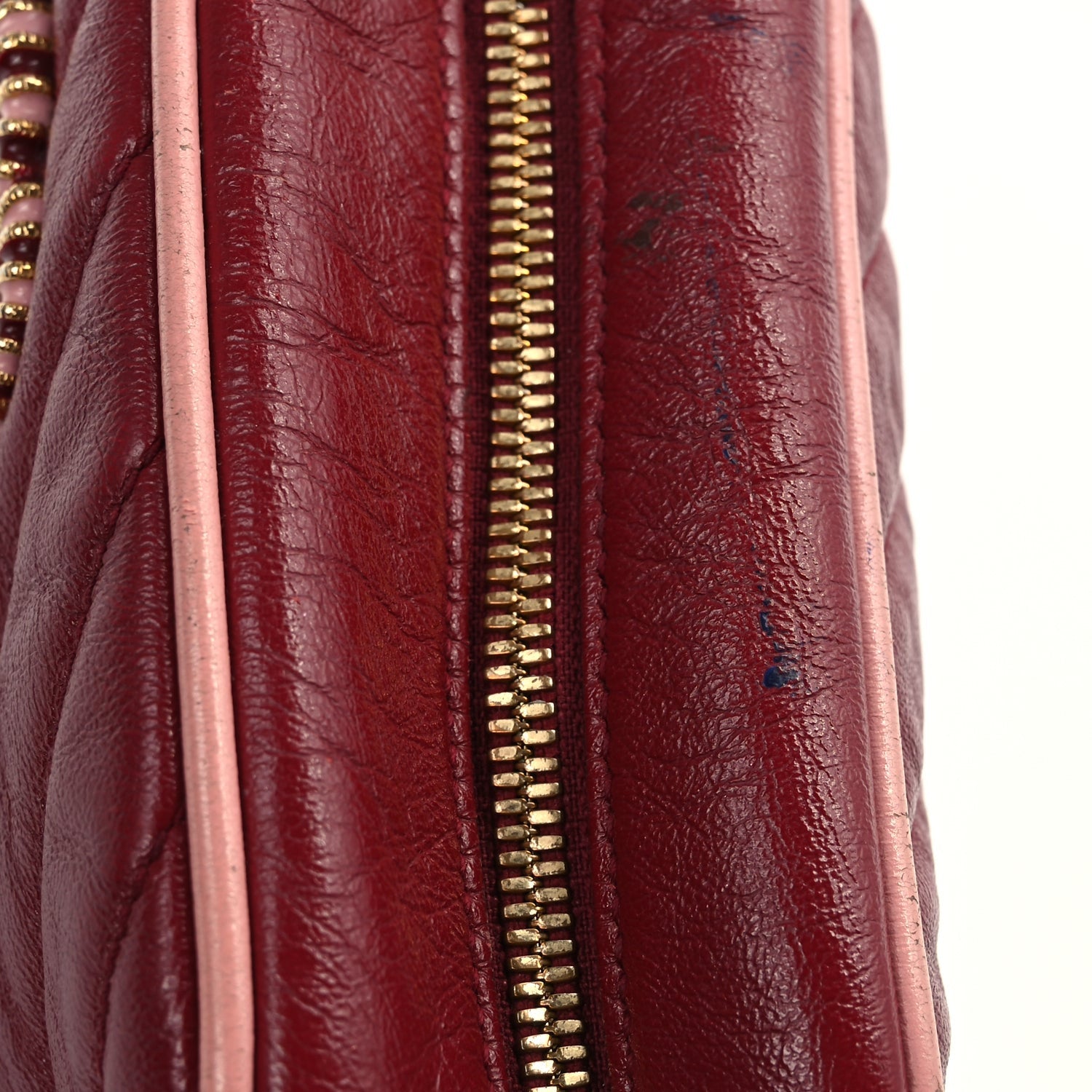 Gucci Azalea Calfskin Enamel Matelasse Diagonal Small Torchon GG Marmont Chain Shoulder Bag New Cherry Red Wild Rose 11 of 14