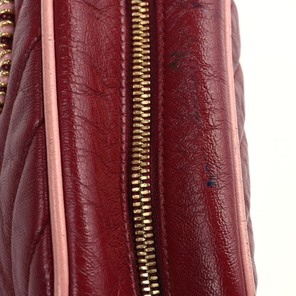 Gucci Azalea Calfskin Enamel Matelasse Diagonal Small Torchon GG Marmont Chain Shoulder Bag New Cherry Red Wild Rose 11 of 14