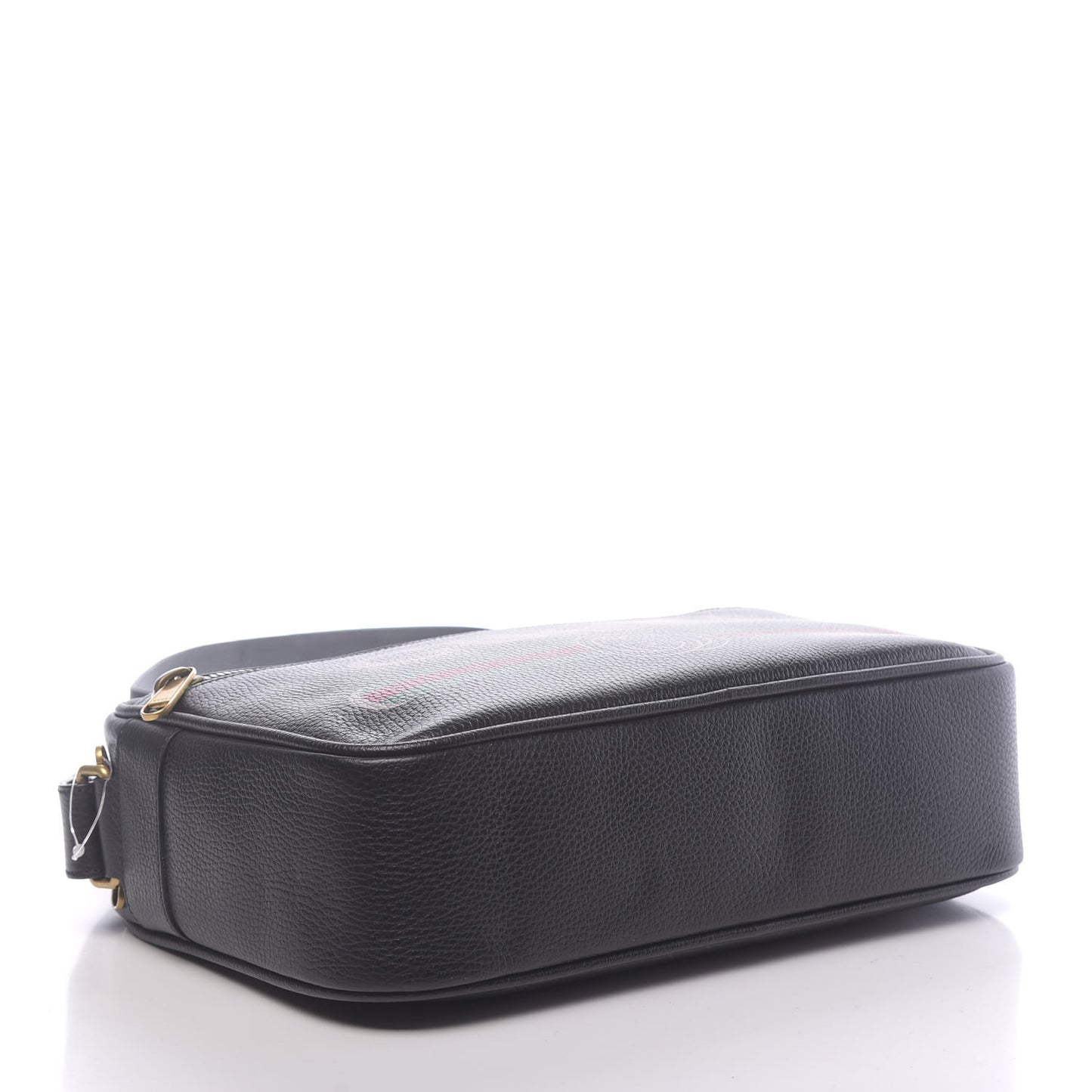 Pebbled Calfskin Logo Messenger Bag Black