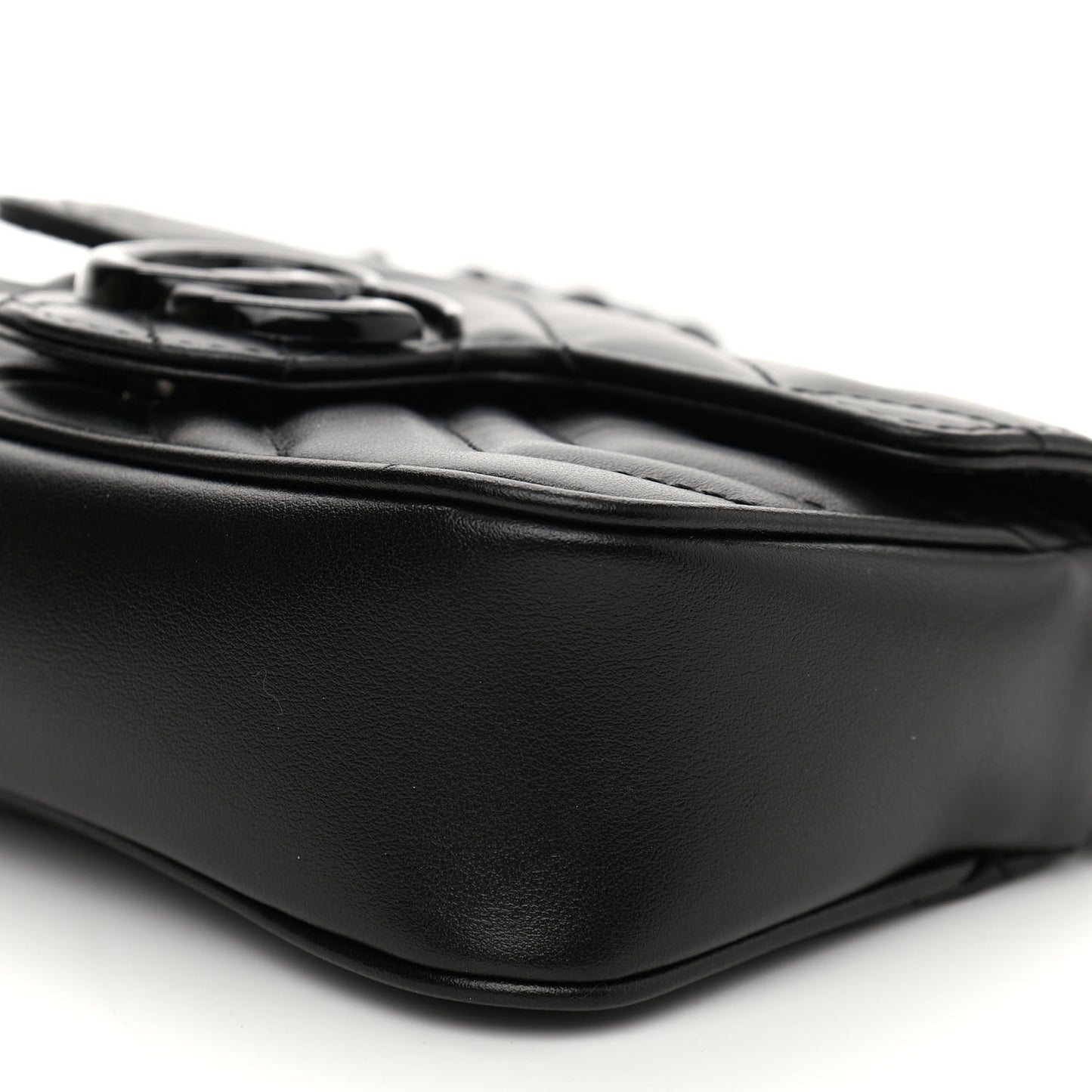 Calfskin Matelasse Monochrome GG Marmont Chain Belt Bag Black