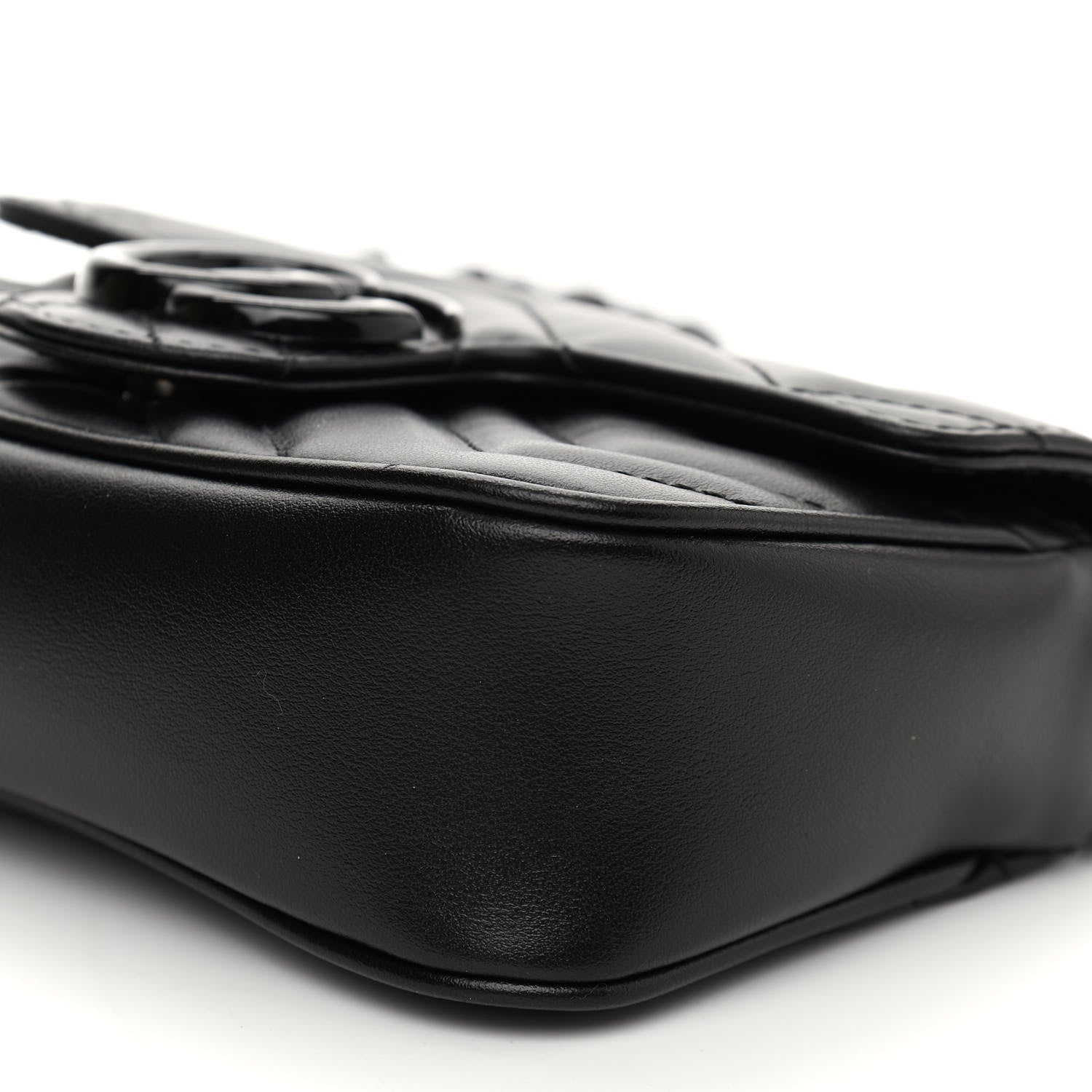 Gucci Calfskin Matelasse Monochrome GG Marmont Chain Belt Bag Black 9 of 11