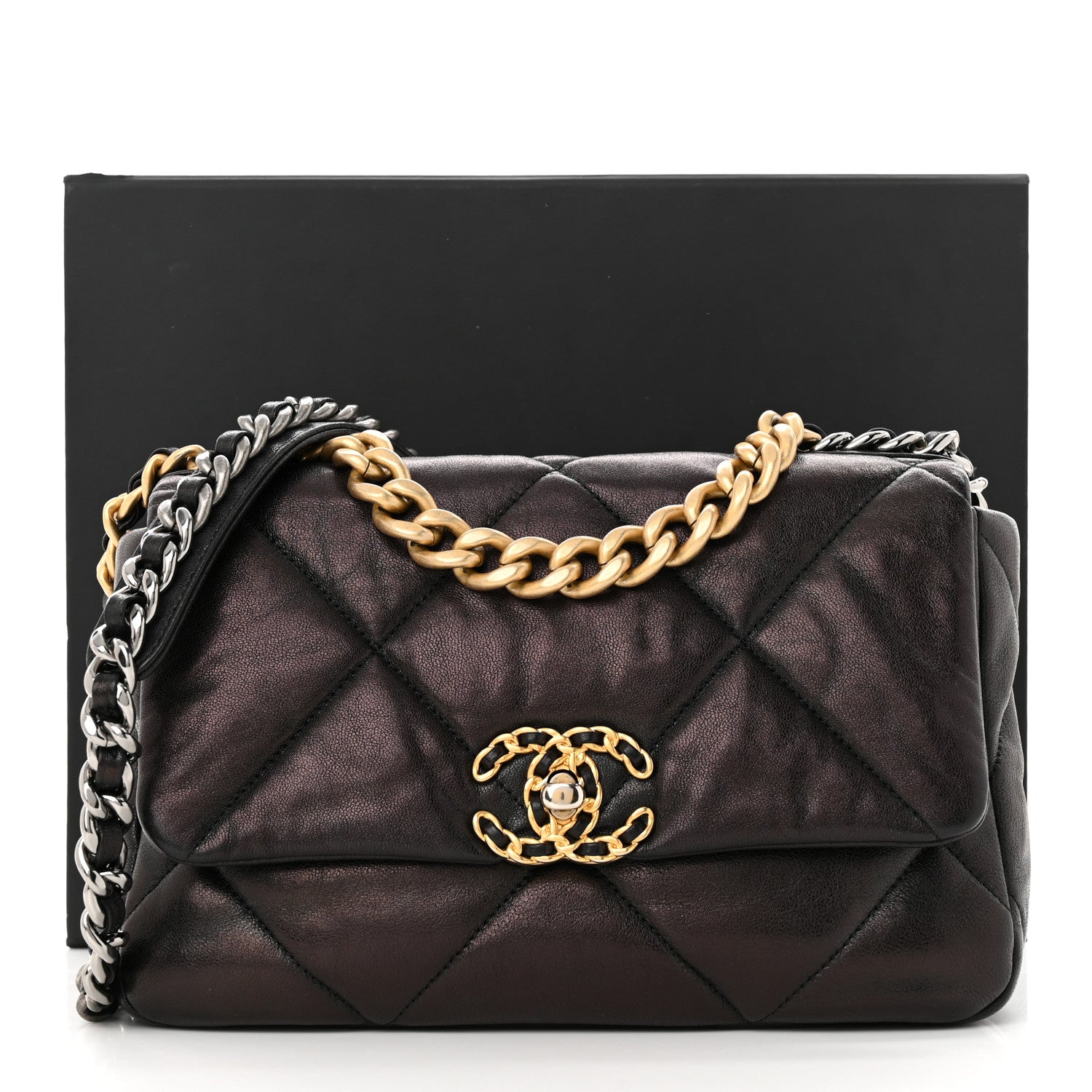Chanel Lambskin Quilted Medium Chanel 19 Flap Black 12 of 12