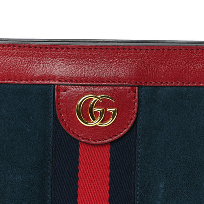 Gucci Suede Calfskin Web Small Ophidia Chain Shoulder Bag New Blue Romantic Cherry 6 of 8