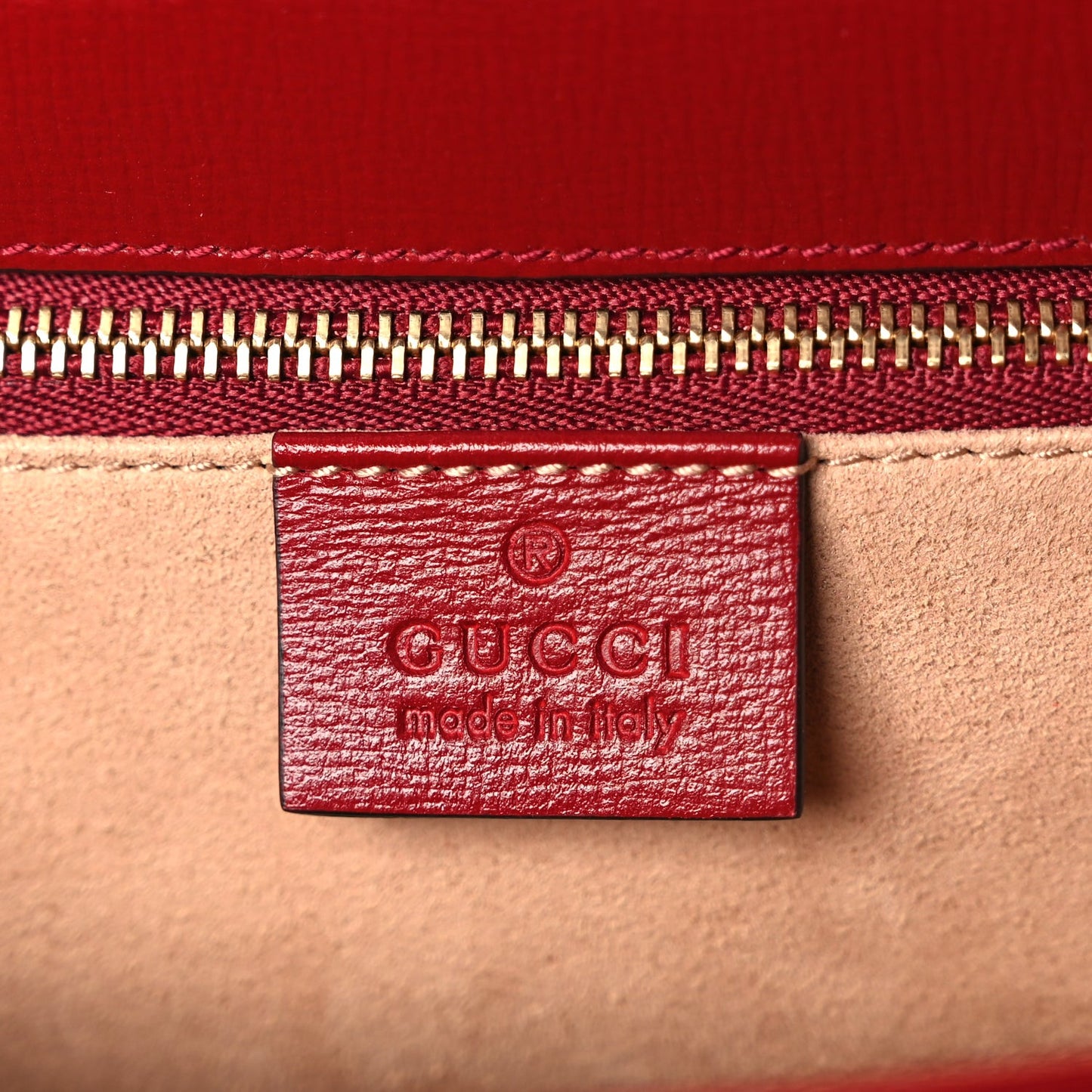 GG Supreme Monogram Azalea Calfskin Horsebit 1955 Shoulder Bag Beige Ebony New Cherry Red