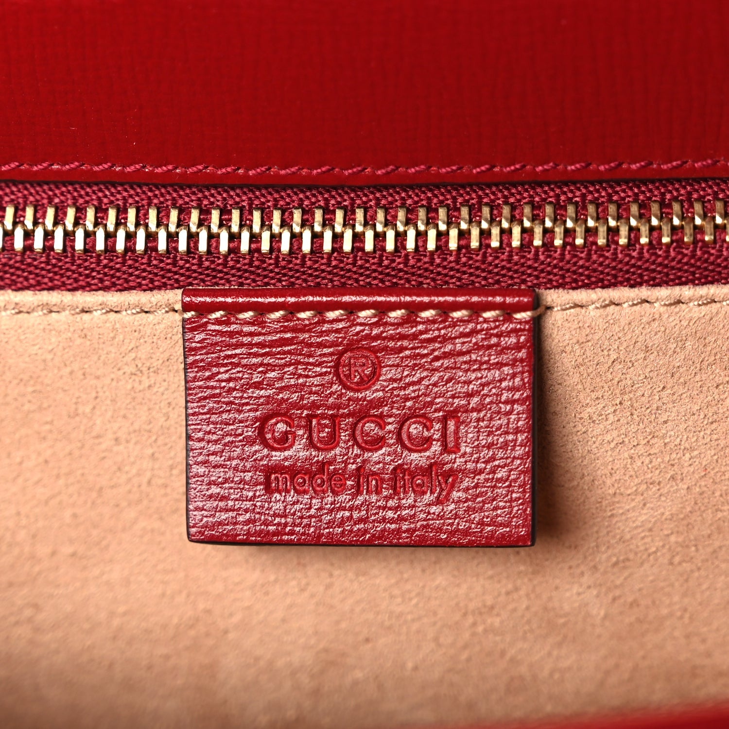 Gucci GG Supreme Monogram Azalea Calfskin Horsebit 1955 Shoulder Bag Beige Ebony New Cherry Red 5 of 10