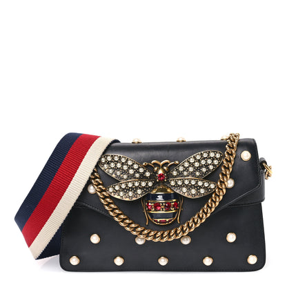 Gucci Nappa Pearl Studded Mini Queen Margaret Broadway Shoulder Bag Black 1 of 10
