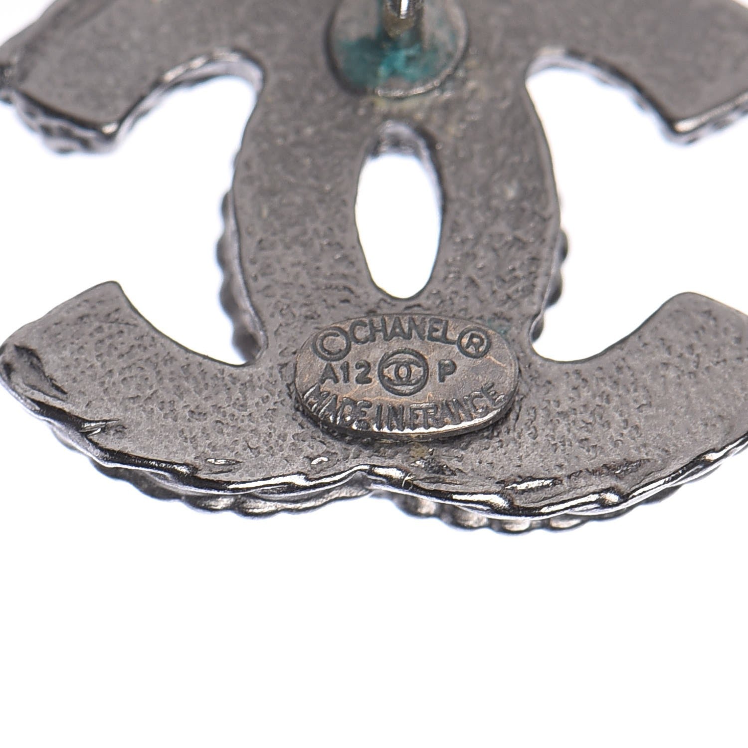 Chanel Ruthenium Enamel CC Earrings Black 4 of 7