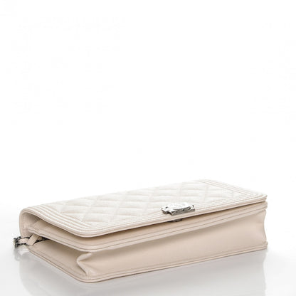 Chanel Caviar Quilted Boy Wallet On Chain WOC Ivory 4 of 8