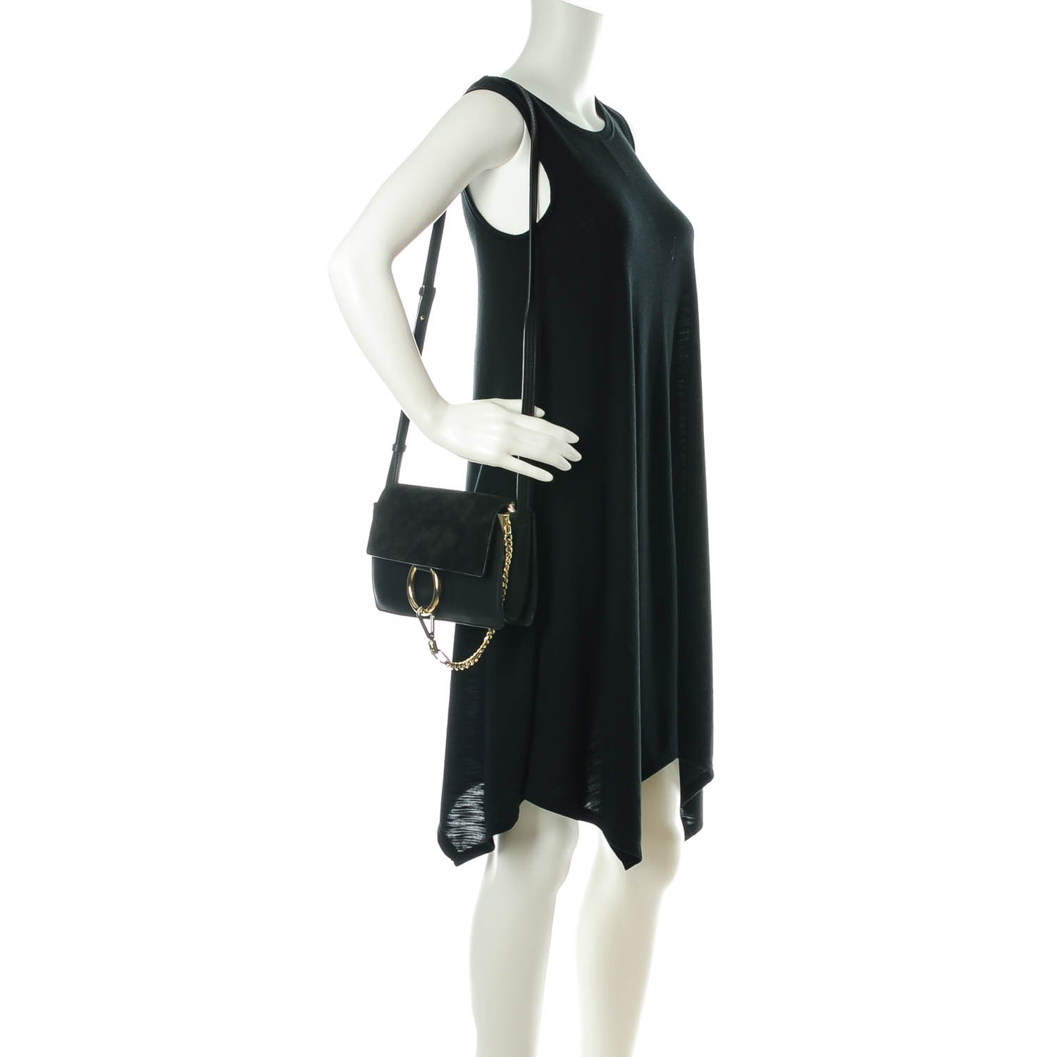 Chloe Suede Calfskin Small Faye Shoulder Bag Black 2 of 7