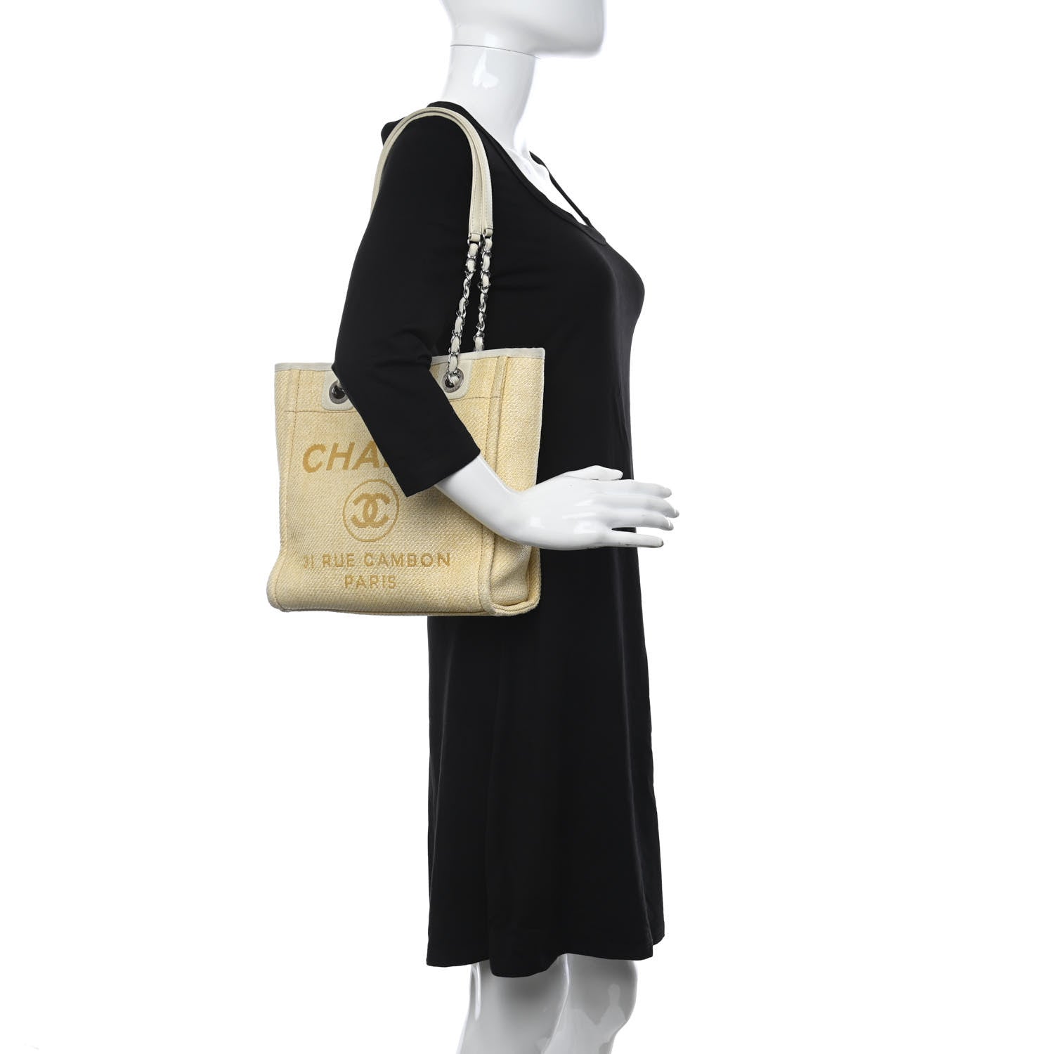 Chanel Canvas Mini Deauville Tote Light Yellow 2 of 15
