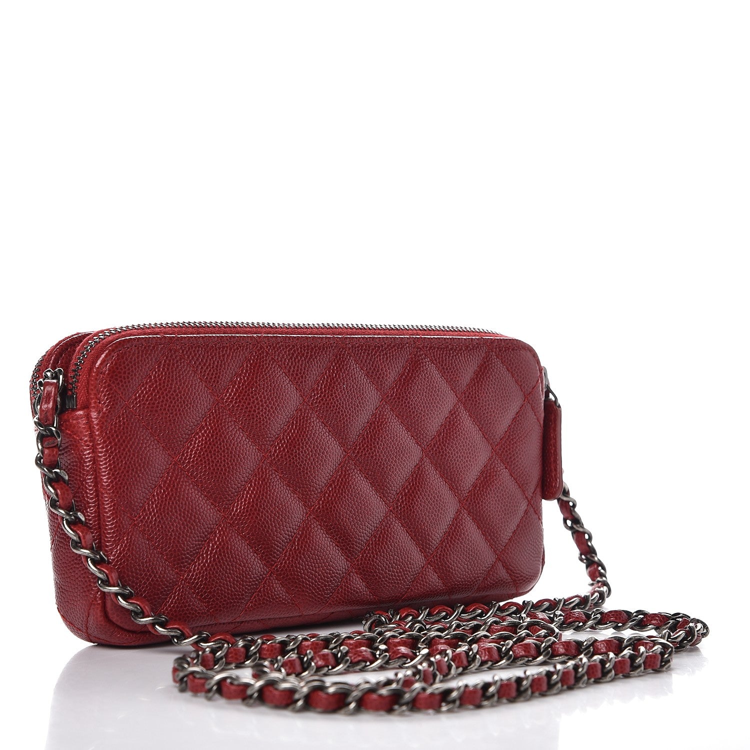 Chanel Caviar Quilted Small Clutch With Chain Red 3 of 12